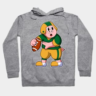 Pig at Sports with Football & Helmet Hoodie